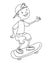 Cute boy cartoon illustration skating drawing line illustration drawing line white background