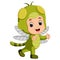 Cute boy cartoon wearing dragonfly costume