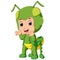 Cute boy cartoon wearing grasshopper costume