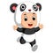 Cute boy cartoon wearing panda costume