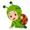 Cute boy cartoon wearing snail costume