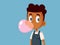 Cute Boy Chewing Gum Vector Cartoon Illustration