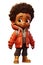 Cute Boy Dressed in Autumn Clothes Happy Cartoon Character
