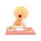 Cute Boy Eating Sandwich, Kid Enjoying Eating of Fast Food Vector Illustration