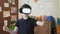 Cute boy experiences digital world wearing virtual reality headset