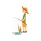 Cute Boy Fishing, Little Fisherman Cartoon Character in Hat Vector Illustration