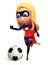 cute boy girl as a supergirl with football