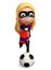 cute boy girl as a supergirl with football