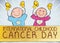 Cute Boy and Girl Commemorating International Childhood Cancer Day, Vector Illustration