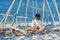 Cute boy having fun at beach