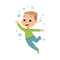Cute Boy Having Fun with Soap Bubbles, Kids Leisure, Outdoor Hobby Game Cartoon Style Vector Illustration