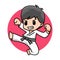 Cute boy karate cartoon