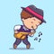 Cute Boy Playing Saxophone Cartoon Vector Icon Illustration