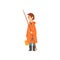 Cute Boy in Raincoat with Fishing Rod and Bucket, Little Fisherman Cartoon Character Vector Illustration