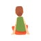 Cute Boy Sitting on Floor and Listening, Little Preschool Kid Character, View From Behind Vector Illustration