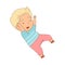 Cute Boy Tumbling Over and Stumbling While Running and Rushing at Full Speed Vector Illustration