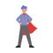 Cute Boy Wearing Superhero Cape, Boy Standing with Hands on his Waist Vector Illustration