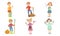 Cute Boys and Girls of Various Professions Set, Lumberjack, Teacher, Gardener, Farmer, Scientist Vector Illustration