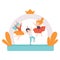 Cute boys jumping on inflatable trampoline, kids having fun at birthday party vector Illustration on a white background