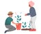 Cute Boys Planting Seedling, Kid Working Together in Garden, Hobby, Volunteering, Education Concept Cartoon Vector