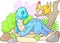 Cute brachiosaurus, funny illustration