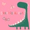 Cute brachiosaurus illustration for textile, fabric, educational cards.