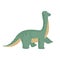 Cute brachiosaurus isolated on white background. Dinosaurs jurassic cartoon in doodle