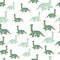 Cute brachiosaurus seamless pattern. Funny children dinosaur sketch