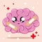 Cute brain cartoon character with injuries and bandages Vector