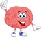 Cute brain cartoon character pointing