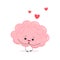 Cute brain in love. Funny kawaii human brain character