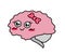 Cute brain on a white background. Feminine thinking.