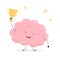 Cute brain with winner cup. Funny kawaii human brain character