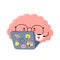 Cute brain work on notebook. Vector