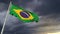 Cute Brazil flag on heavy dark clouds bg - abstract 3D illustration