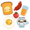 Cute breakfast food. vector image