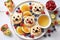 Cute breakfast for kids, healthy food, vegan. Generative AI