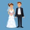 Cute Bride and groom, Wedding Party set illustration.