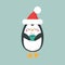 Cute, bright cartoon illustration of a penguin