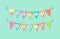Cute bright and colorful bunting flags for Happy Purim jewish holiday