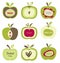 Cute bright colorful retro apple set for Jewish