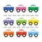 Cute bright colors flat retro isolated set of classic kids car toys in rows poster on white