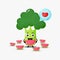 Cute broccoli eats watermelons