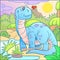 Cute brontosaurus cartoon illustration