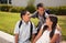 Cute Brothers and Sister Talking, Ready for School