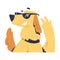 Cute Brown Dog Pet Wear Sunglasses Look Cool Vector Illustration