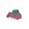 Cute brown fat detective hamster with white belly, funny fluffy pet with glasses and backpack, vector small home animal