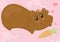 Cute brown guinea pig with shaggy muzzle lies on his stomach and reaches for a delicious carrot, cute home rodent, vector