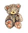 Cute brown plush teddy bear with scarf