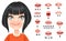 Cute brunette girl with bob haircut talking mouth animation